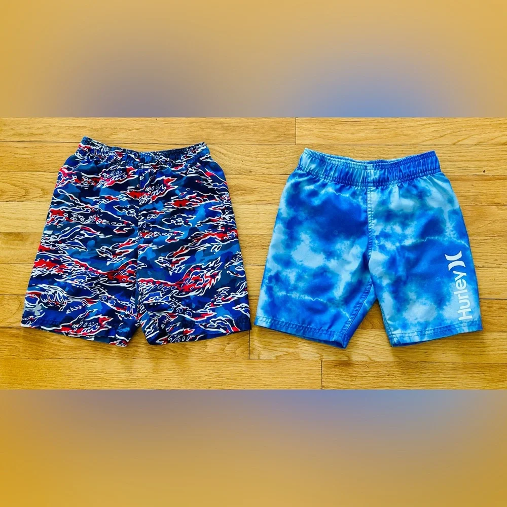 Under Armour & Hurley Blue Swim Trunks 2 pairs Size 6